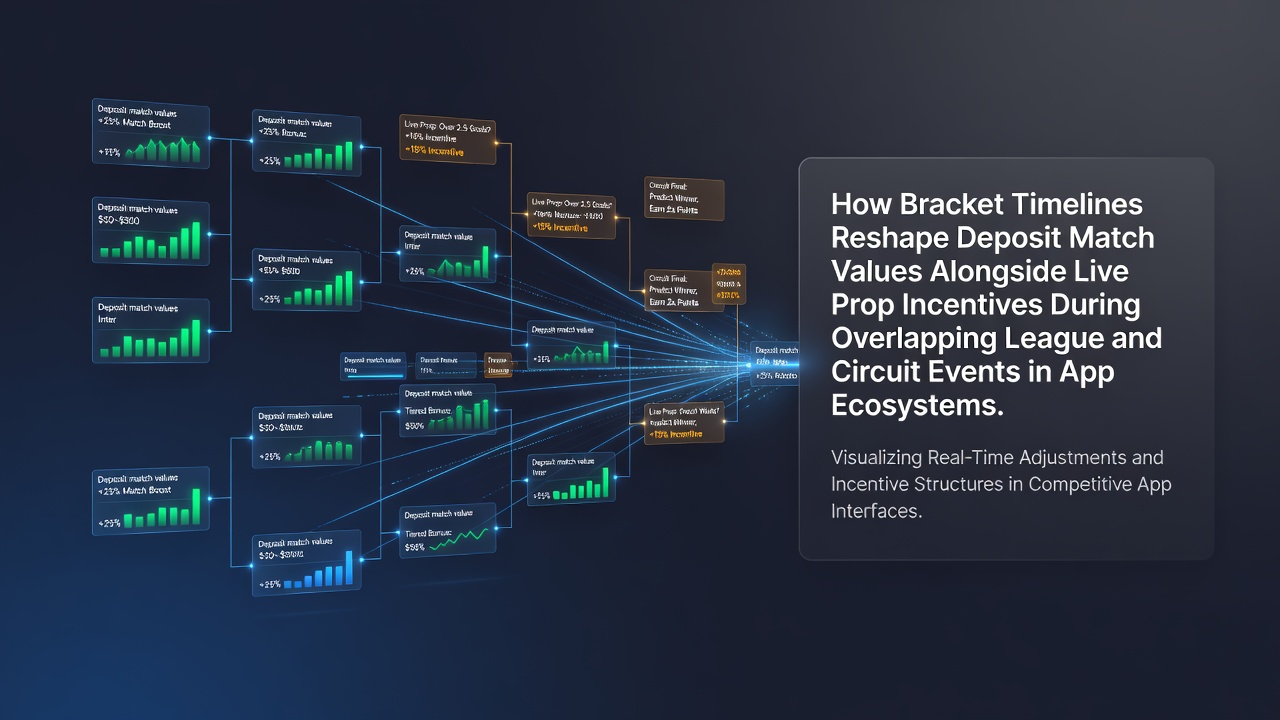 Bracket timelines influencing deposit match bonuses and live prop incentives across overlapping sports events in betting apps
