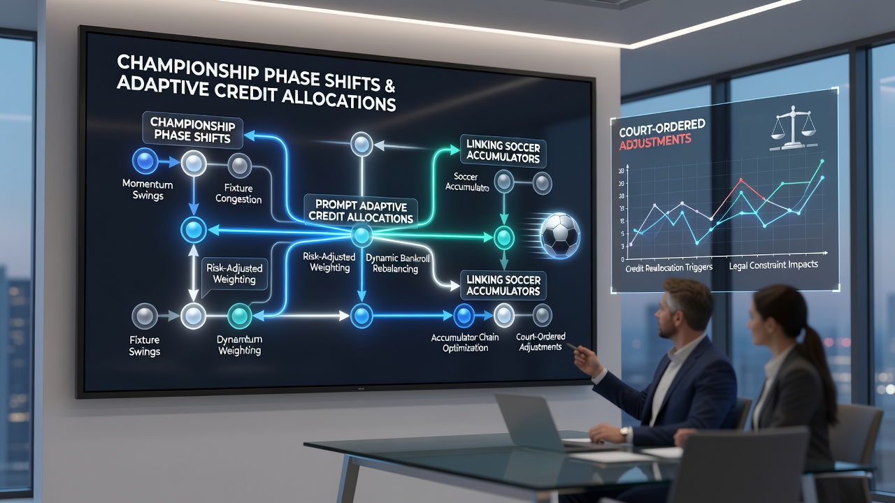Infographic illustrating credit flow between soccer accumulators, court props, and casino rewards during June 2026 tournament phases