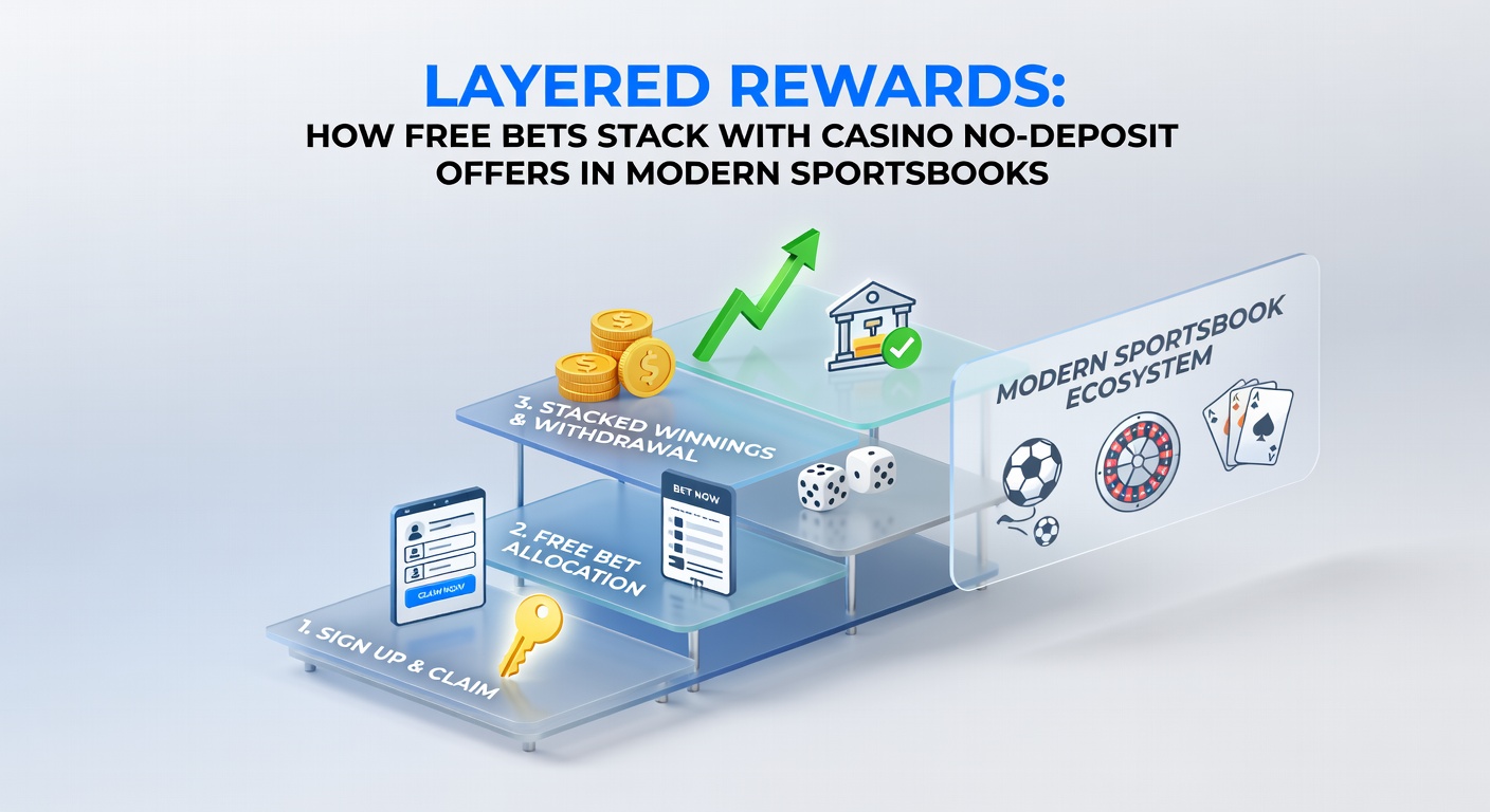 Screenshot of a sportsbook app dashboard displaying stacked bonuses: a free bet on a live soccer match alongside active no-deposit casino spins