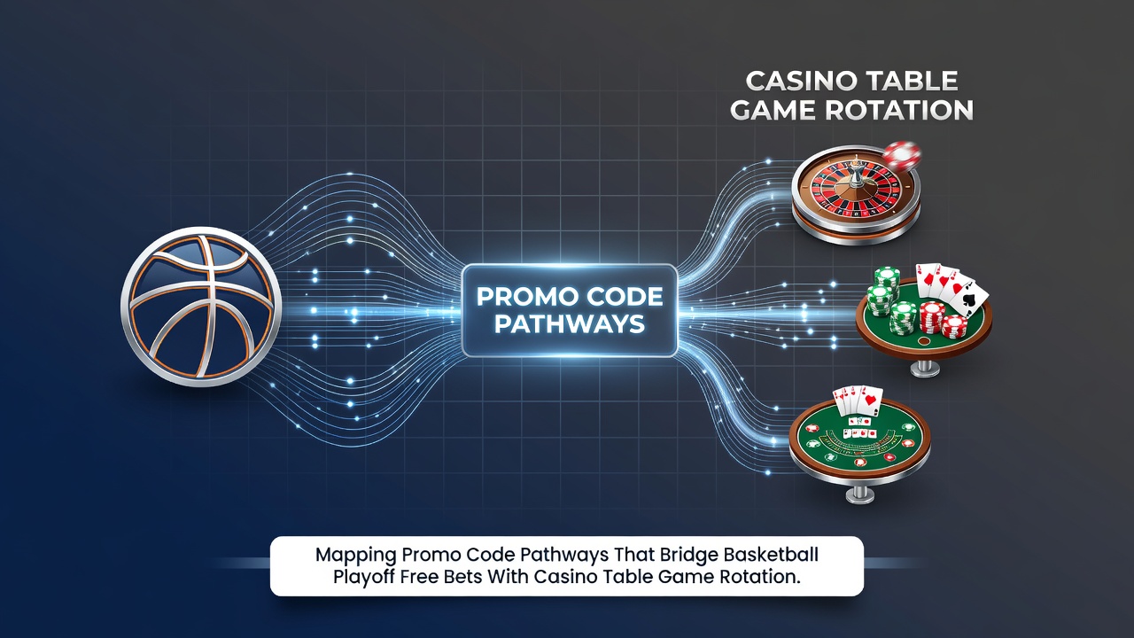 Flowchart illustrating how basketball playoff free bets transition into casino table game rotations via promo codes