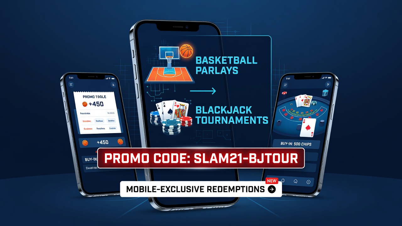 Blackjack tournament leaderboard displayed alongside active basketball parlay tracking on a mobile betting screen
