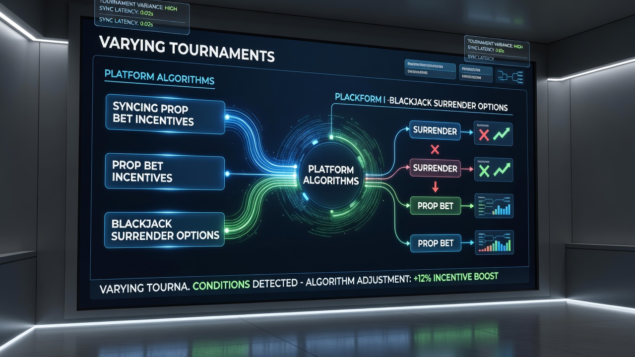 Flowchart of data inputs from tournaments influencing prop bet and blackjack incentive outputs