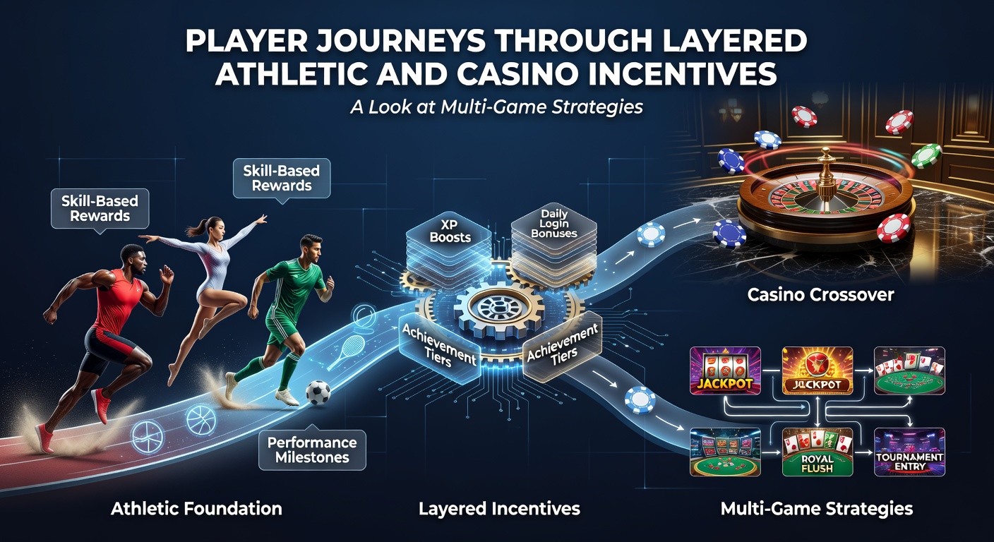Illustration of a player navigating layered sports betting bonuses and casino incentives across multiple games and platforms