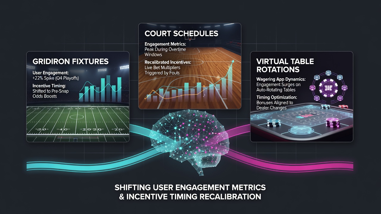 Dashboard showing user engagement metrics across football basketball and casino sections on a wagering app interface